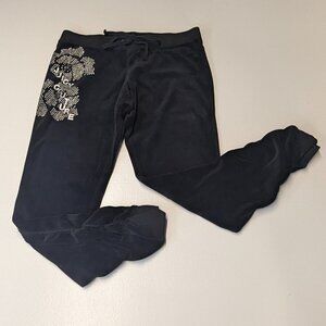 Juicy Couture Size Medium Black Velour Joggers